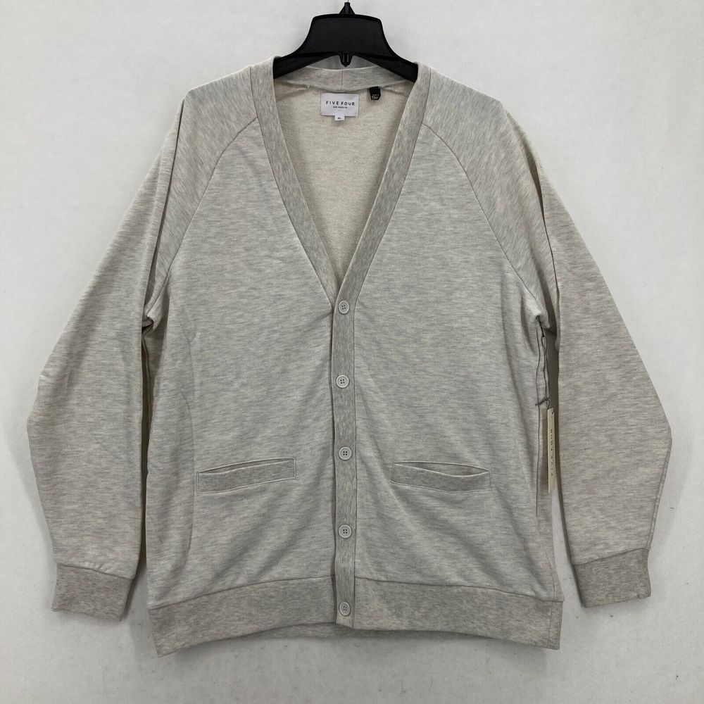 Five Four Los Angeles Hector Cardigan Sweater Mens XL Heather Oatmeal Beige NWT